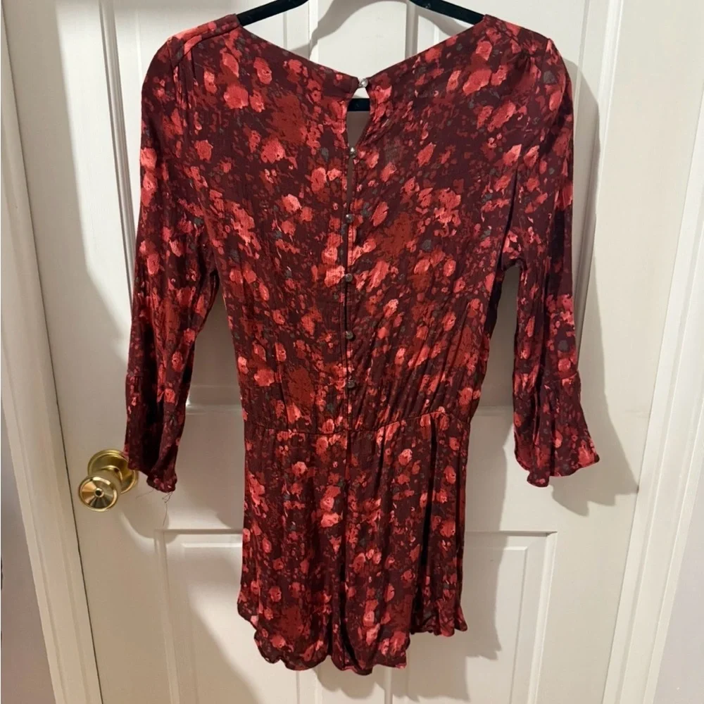 Free People Burgundy Fall Autumn Romper Sm Fall Dress/Romper